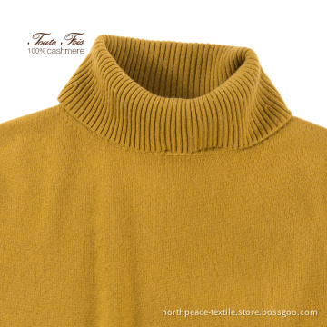 Men's 100% cashmere half turtleneck dull yellow pullover